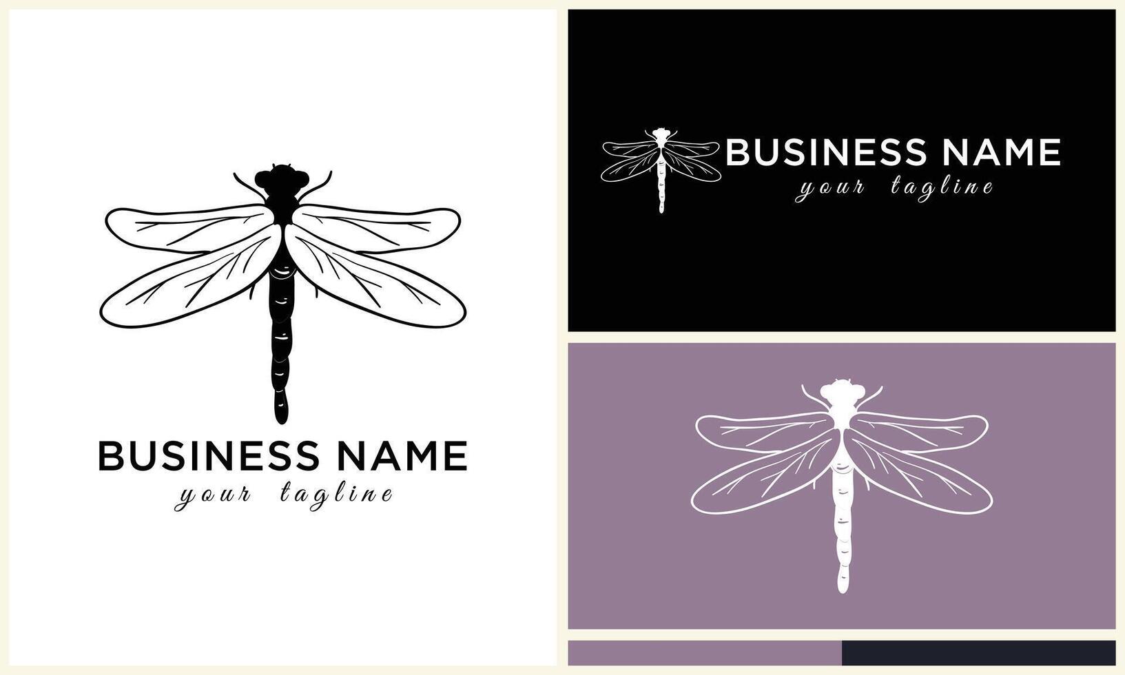 line art dragonfly logo template vector