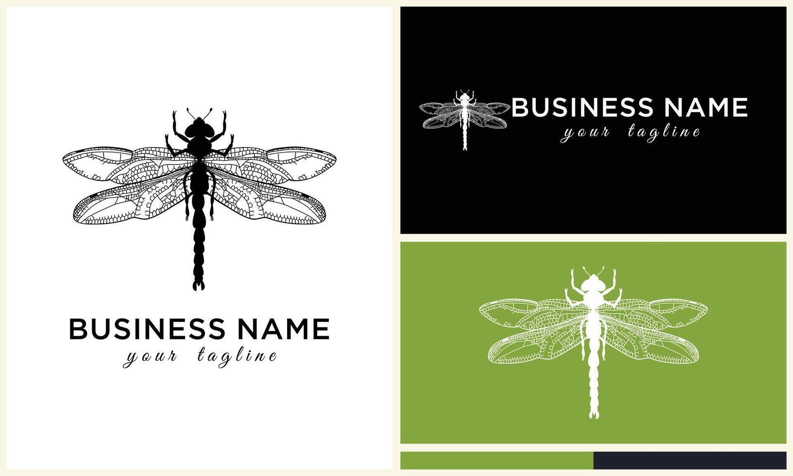 line art dragonfly logo template vector