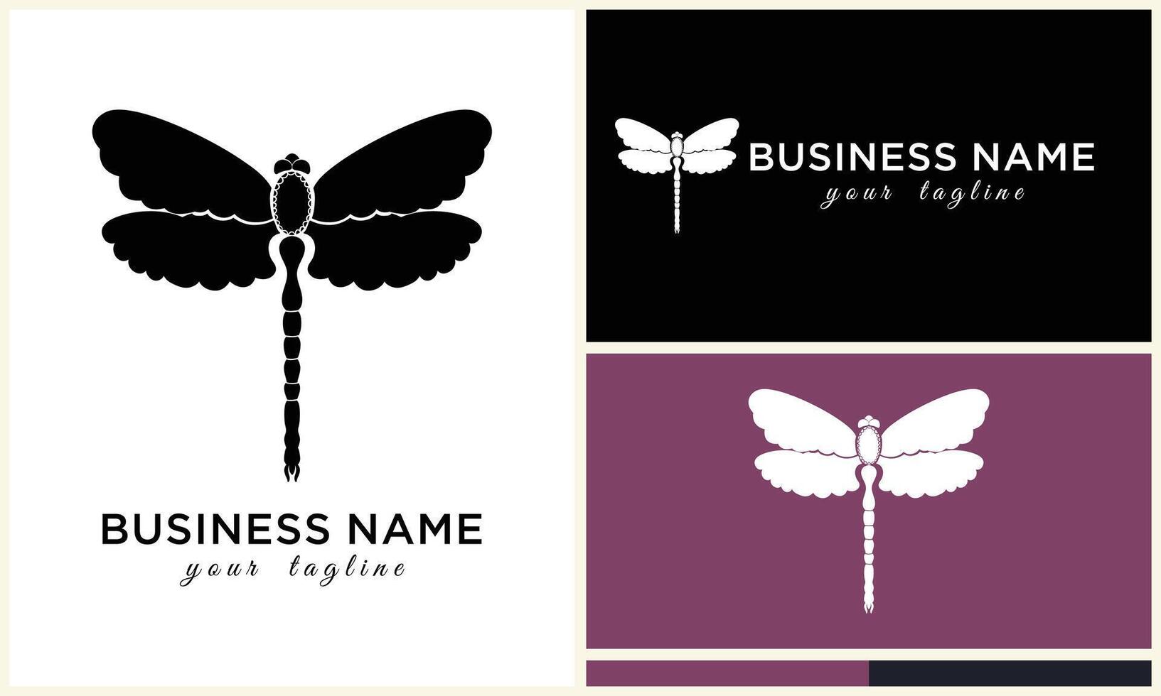 line art dragonfly logo template vector