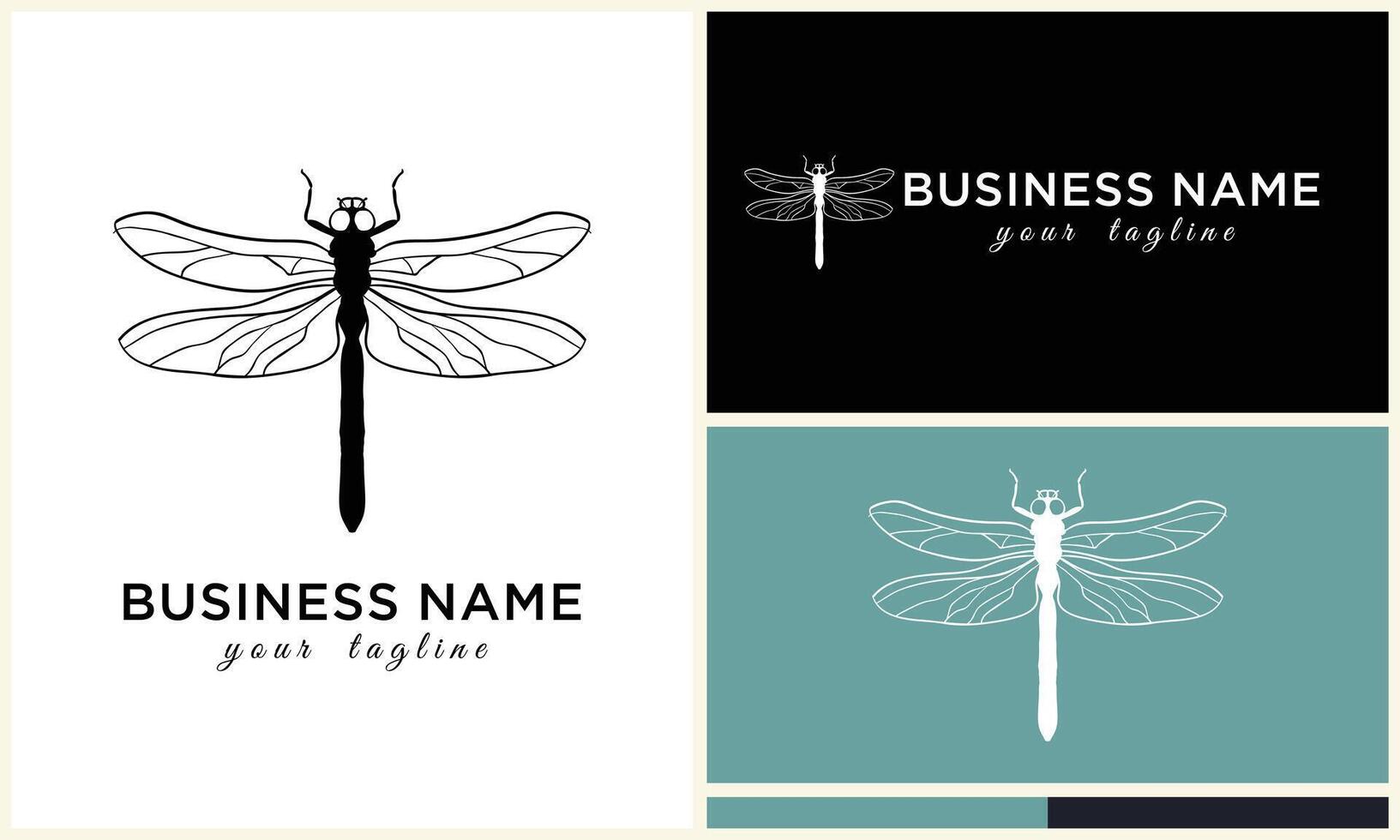 line art dragonfly logo template vector