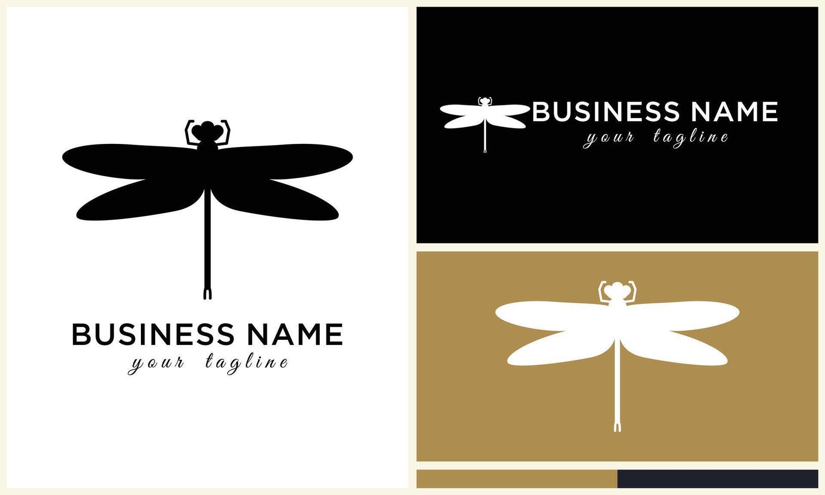 line art dragonfly logo template vector