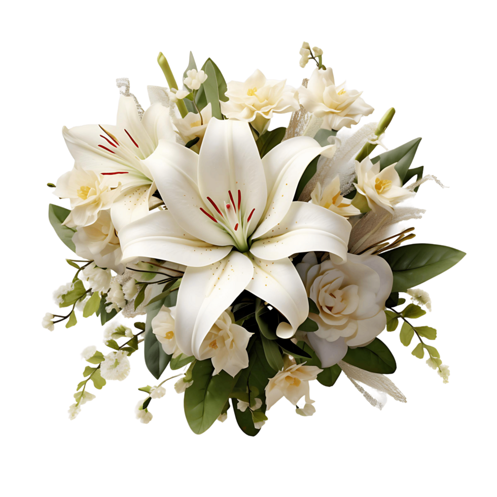 AI generated Isolated Wedding Bouquet with Diverse Blooms for Romantic Graphics png