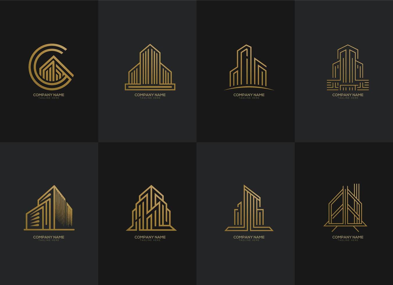 conjunto colección edificio logo diseño haz construcción vector