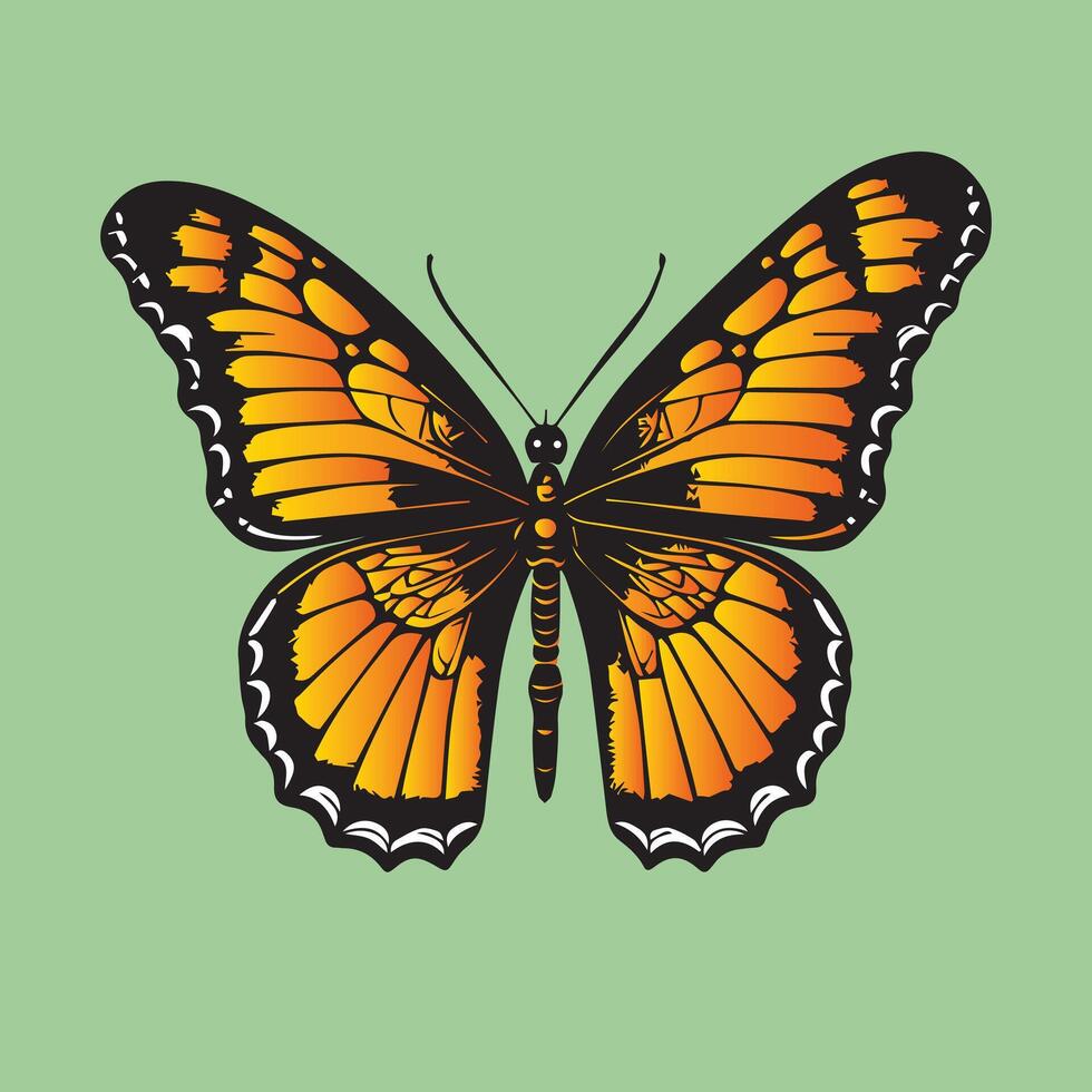 Beautiful monarch color butterfly isolated summer decoration vintage design vector
