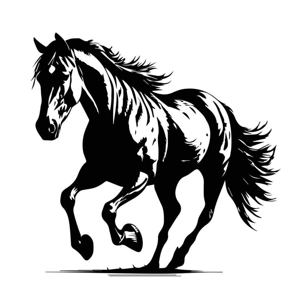 Horse silhouette animal black horses graphic vector illustration