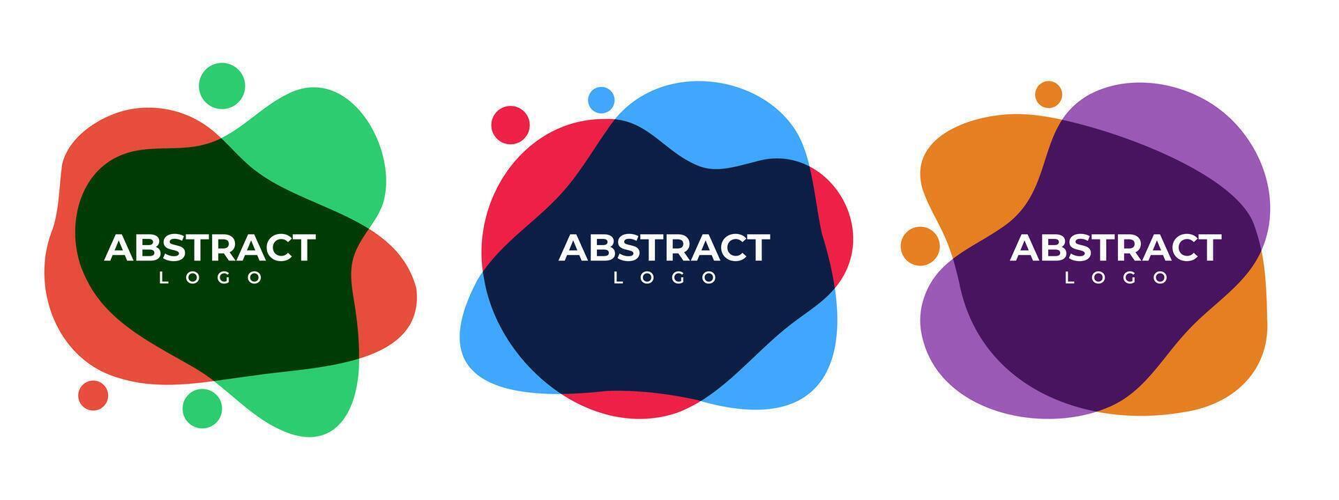 Set of Simple Fluid Liquid Blob abstract Logo badges, Flat Design Style vector
