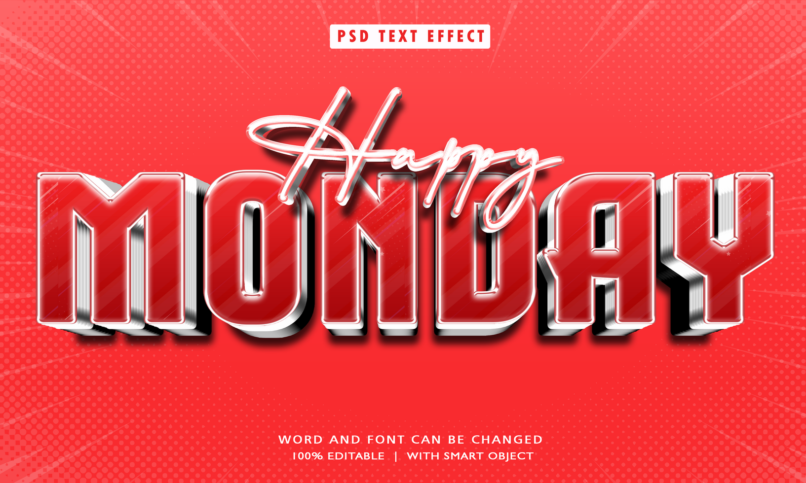 Happy Monday 3D Editable Text Effects psd
