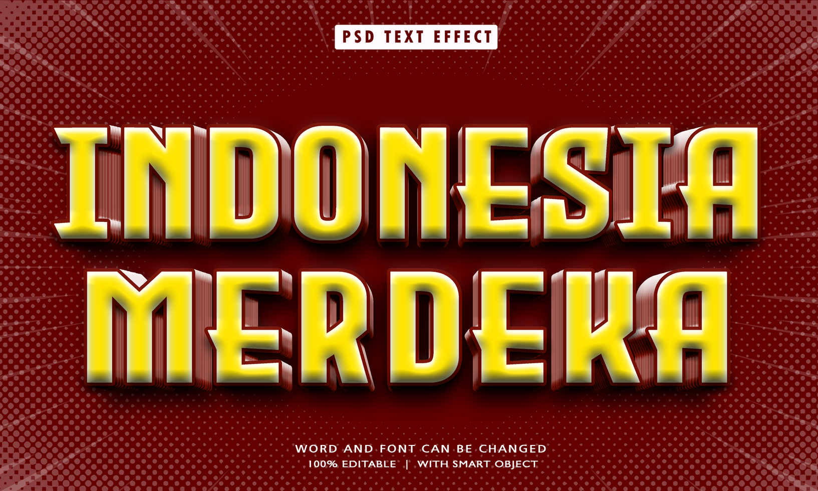 Indonesia Merdeka 3D Editable Text Effects psd