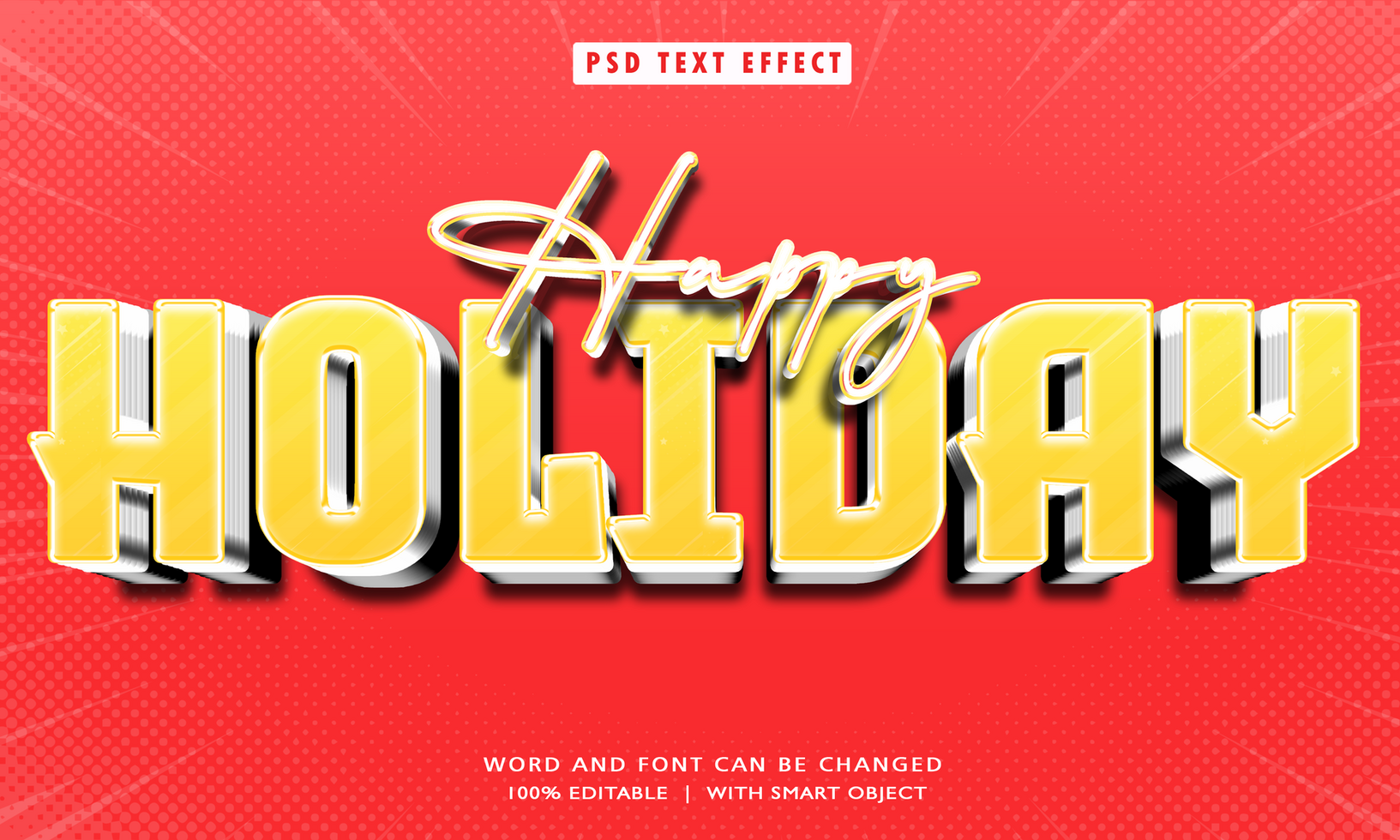 Happy Holiday 3D Editable Text Effects psd