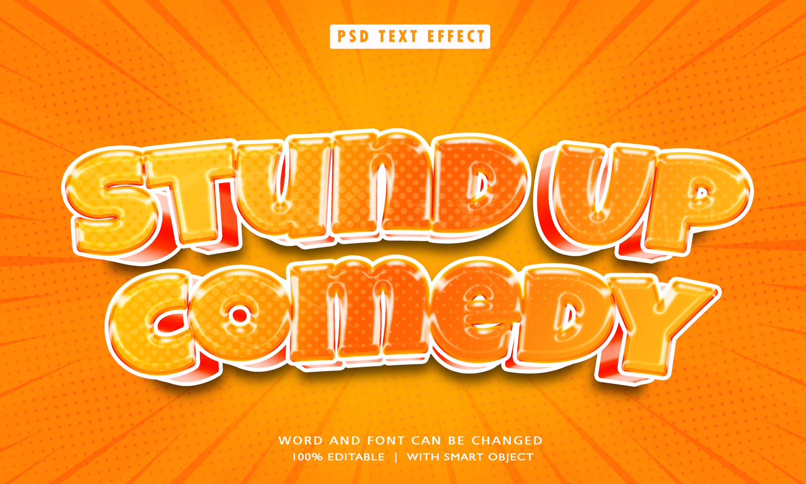 Stand Up Comedy 3D Editable Text Effects psd