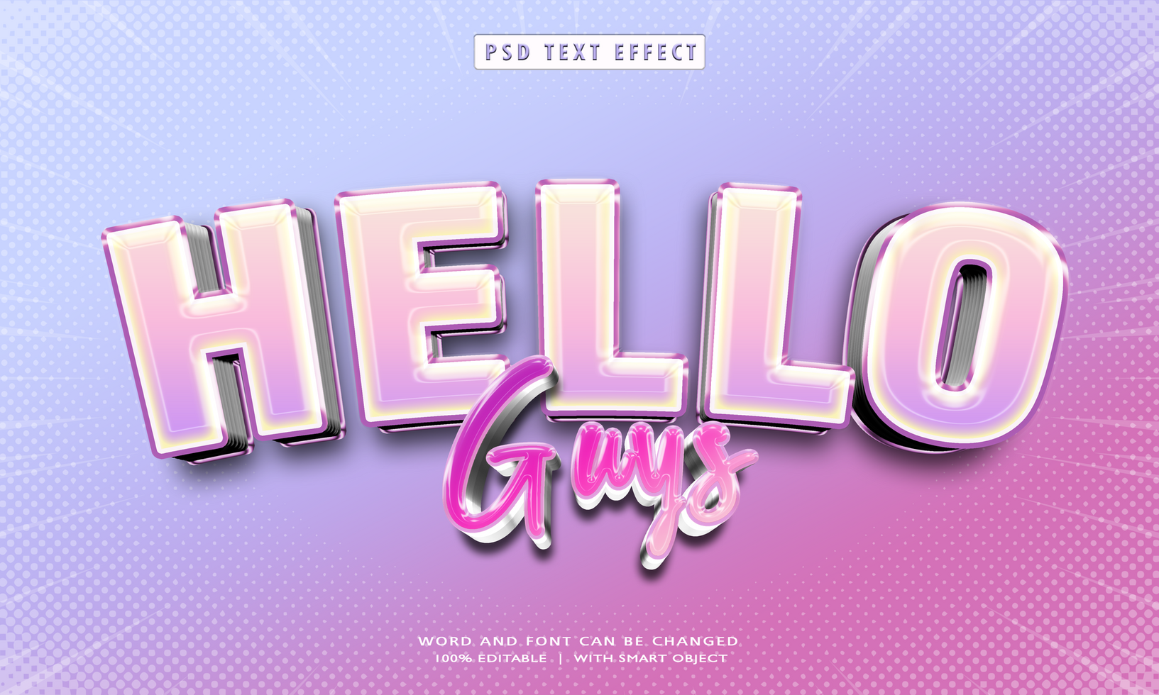 Hello Guys 3D Editable Text Effects psd