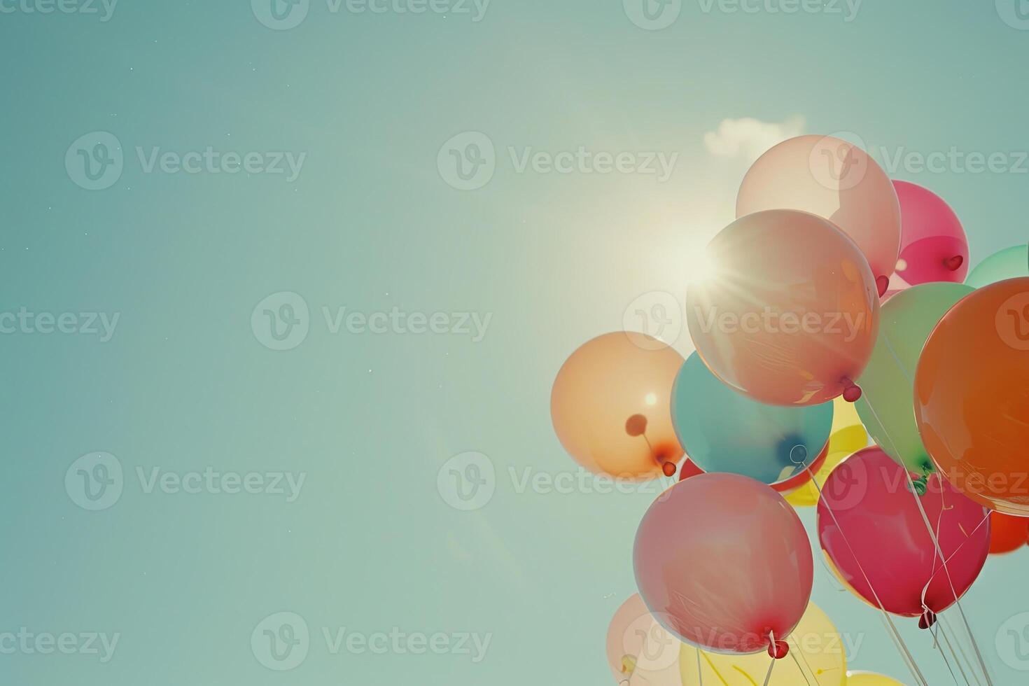 AI generated Colorful Balloons Floating in the Air photo