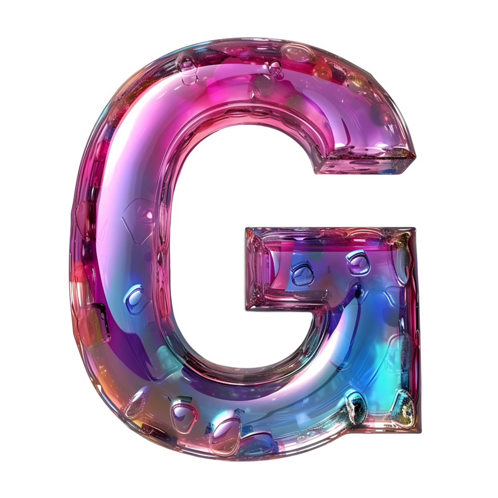 AI generated G Alphabet 3D Glossy Liquid Style Dynamic Holographic Color Gradient png