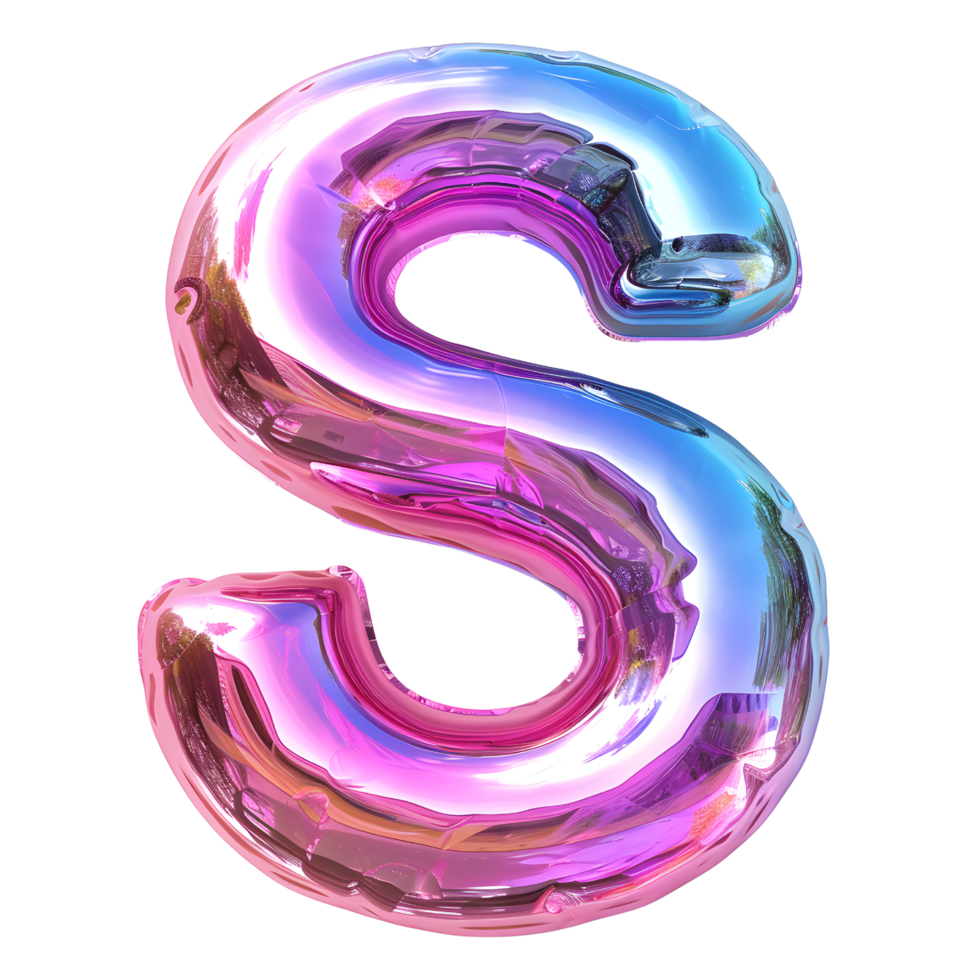 AI generated Holographic Color Gradient Effect 3D Letter S in Glossy Liquid Style png