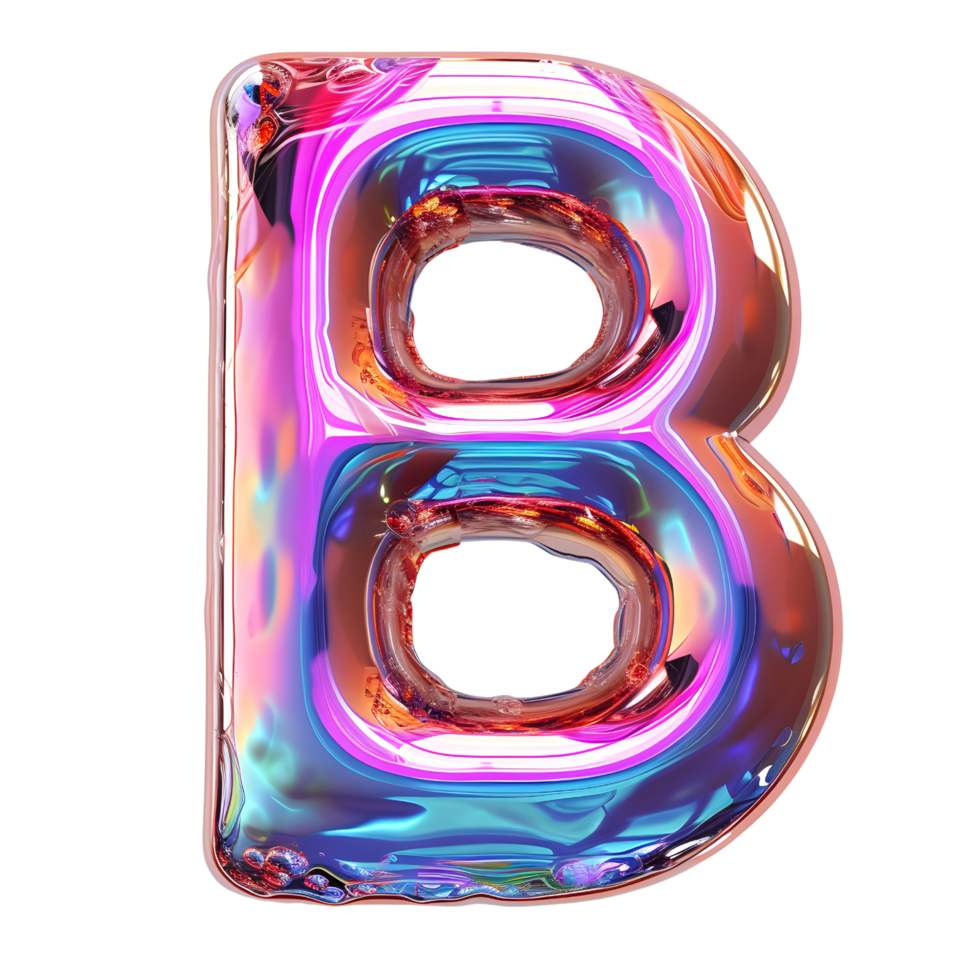 AI generated 3D Letter B Glossy Liquid Style Mesmerizing Holographic Gradient Effect png