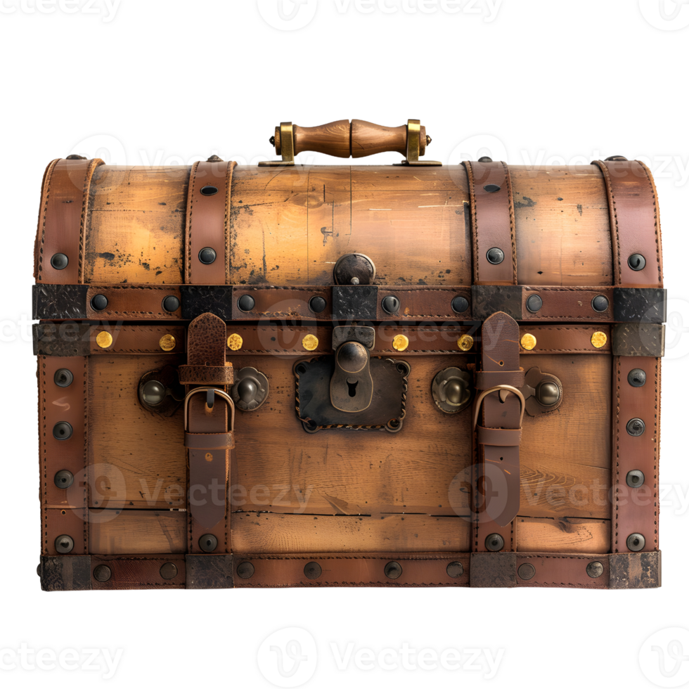 AI generated Locked Wooden Treasure Box Classic Appeal png