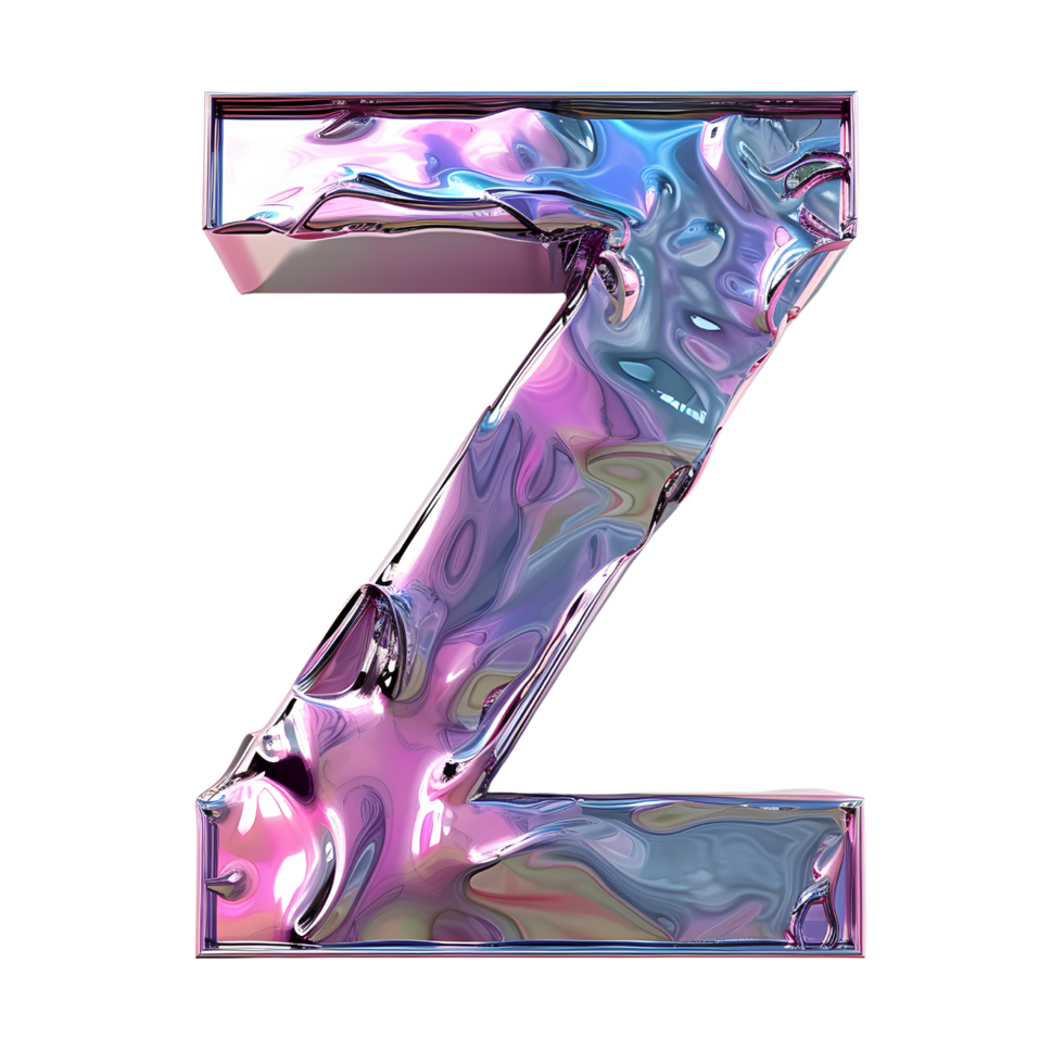 AI generated Z Alphabet 3D Glossy Liquid Style Dynamic Holographic Color Gradient png