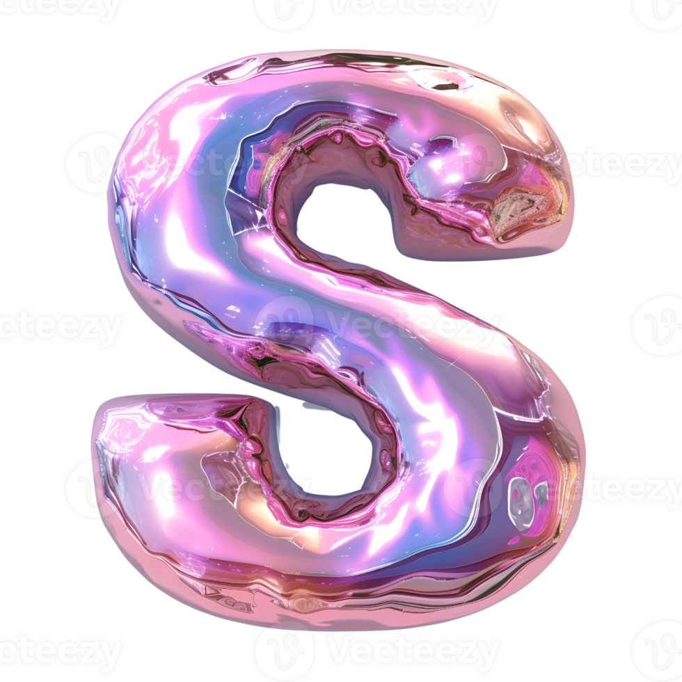 AI generated Letter S in 3D Striking Holographic Liquid Style with Gradient png