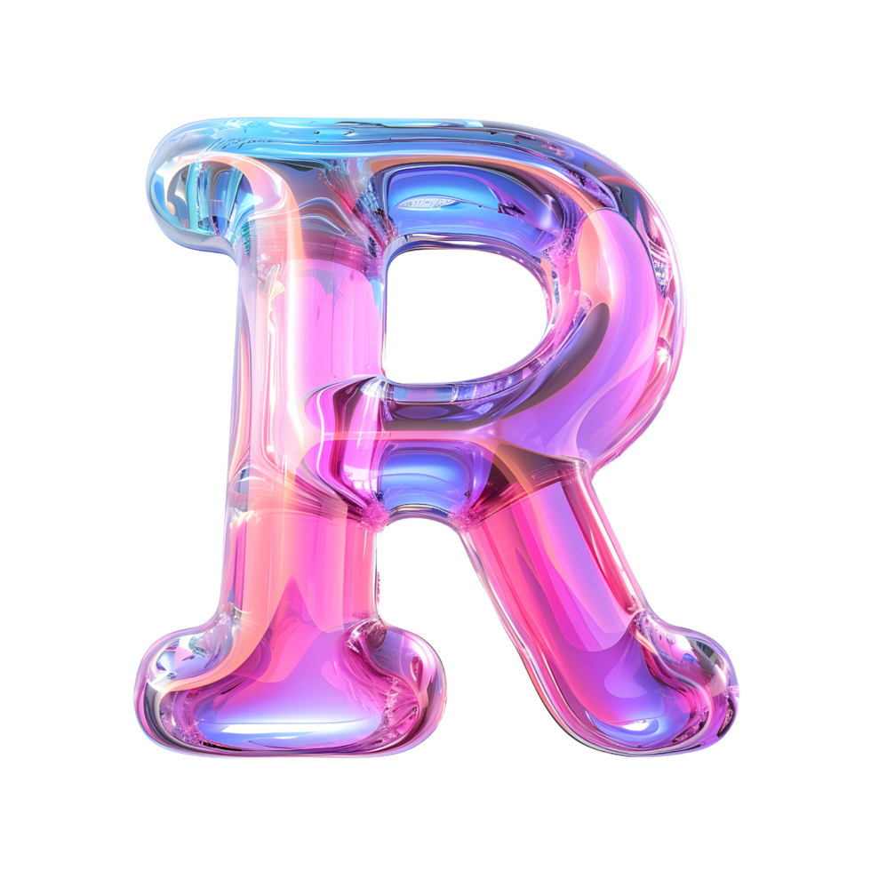 AI generated Letter R in 3D Striking Holographic Liquid Style with Gradient png