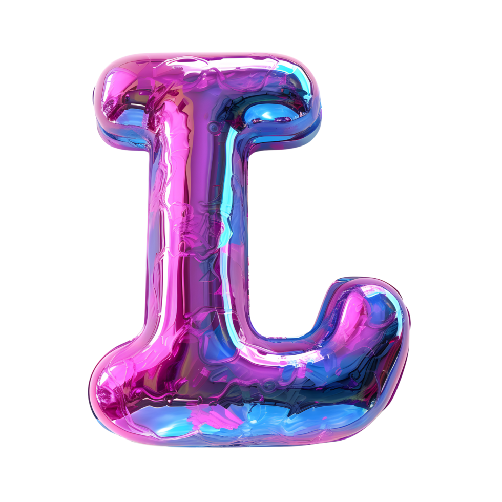 AI generated Holographic Color Gradient Effect 3D Letter L in Glossy Liquid Style png