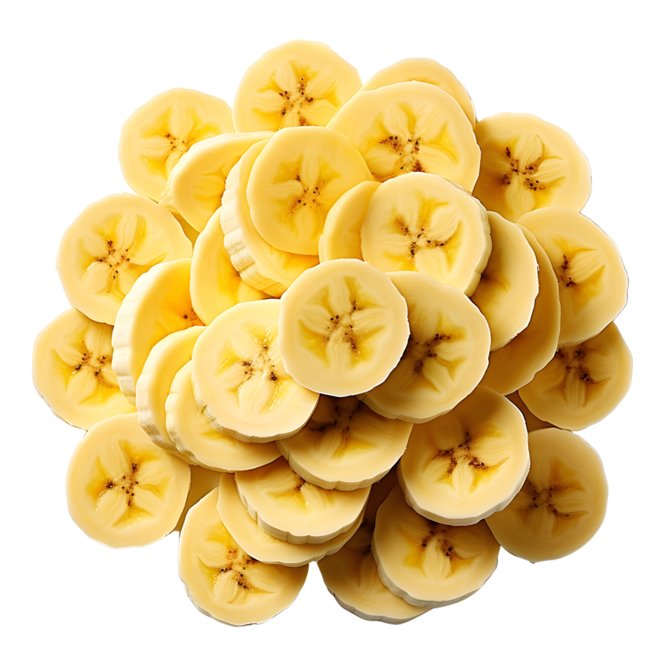 AI generated pile of fresh round banana pieces png