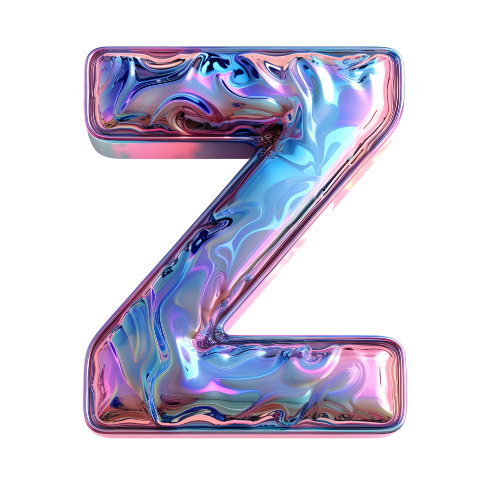 AI generated Glossy Liquid 3D Effect Stunning Holographic Color Gradient Letter Z png