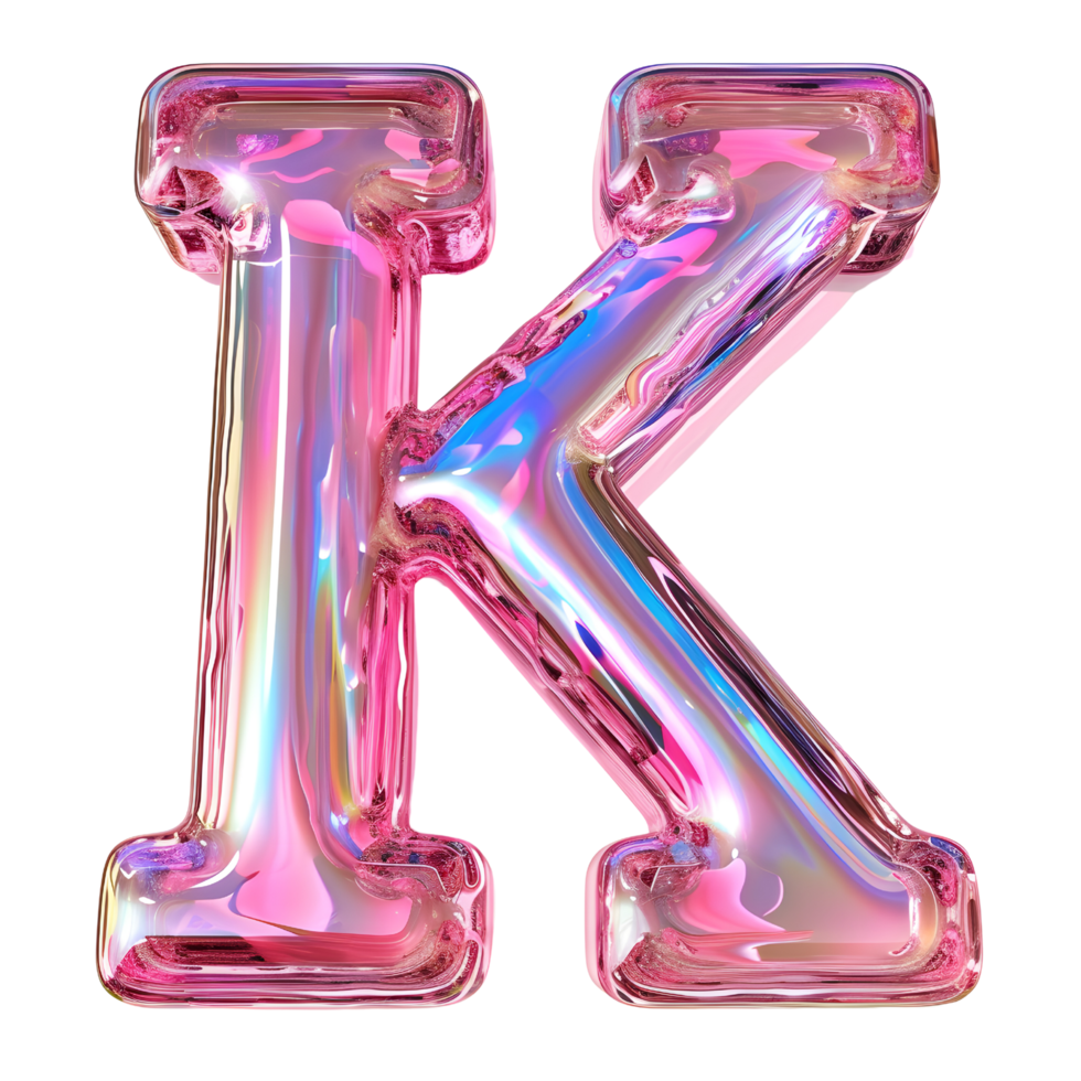 AI generated Letter K 3D Glossy Liquid Style Captivating Holographic Color Gradient png