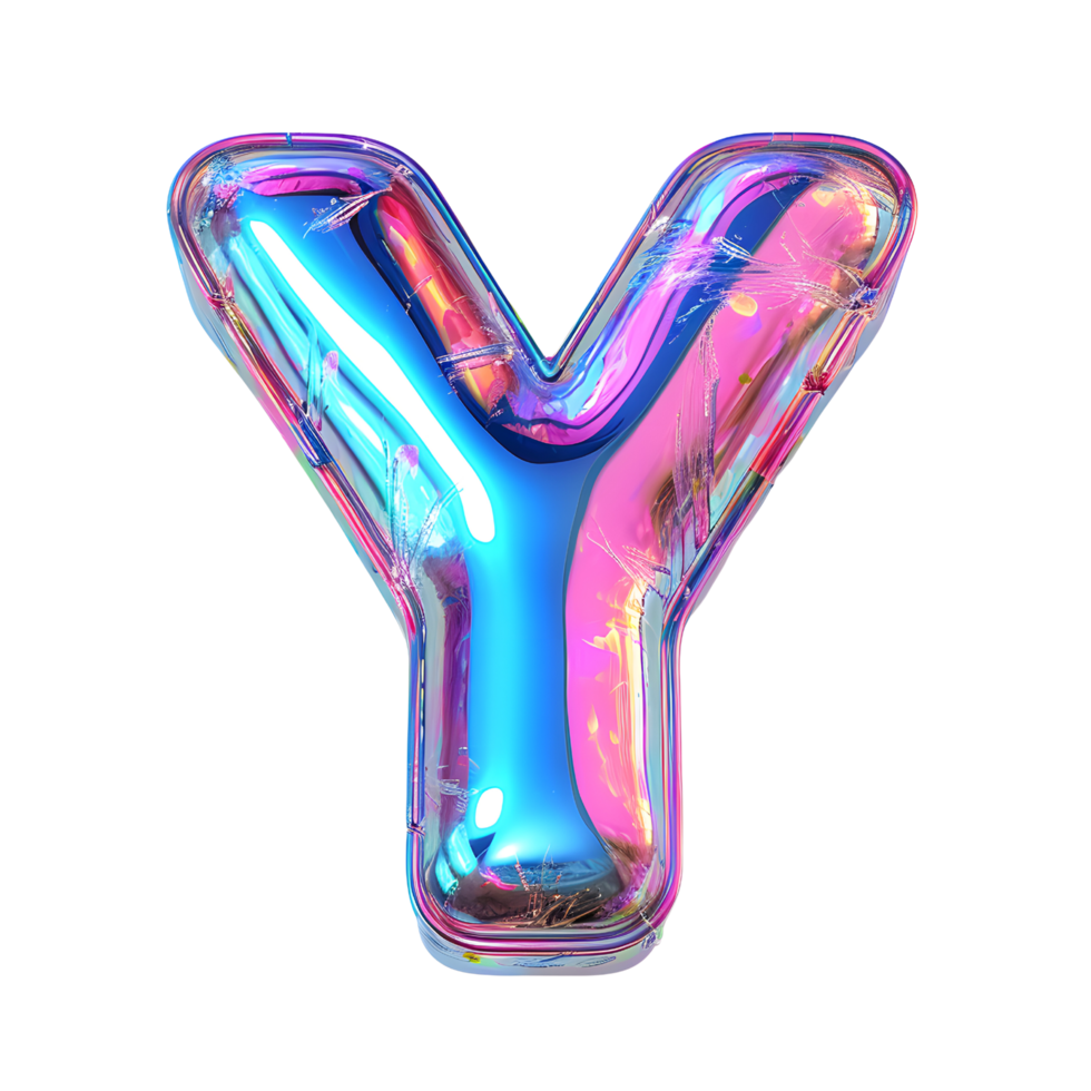 AI generated Y Alphabet 3D Glossy Liquid Style Dynamic Holographic Color Gradient png