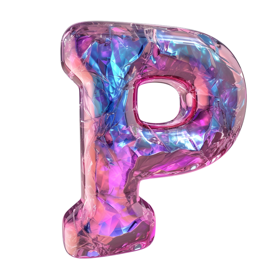 AI generated Vivid Typography 3D Letter P with Holographic Color Gradient png