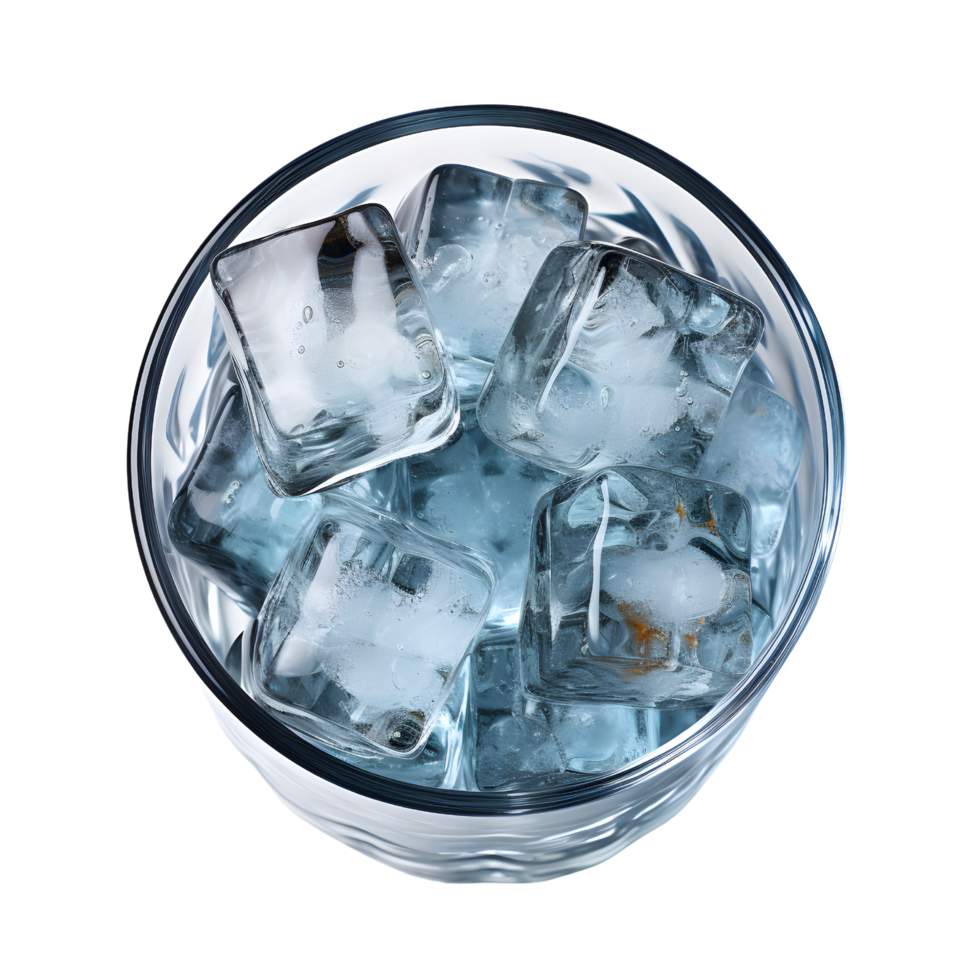 AI generated a glass of fresh ice cubes png