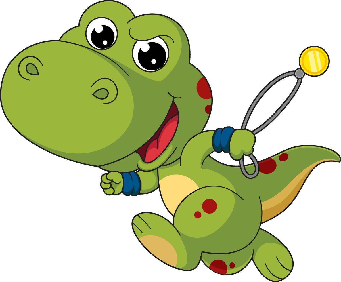 Cute little  dinosaur cartoon running vector