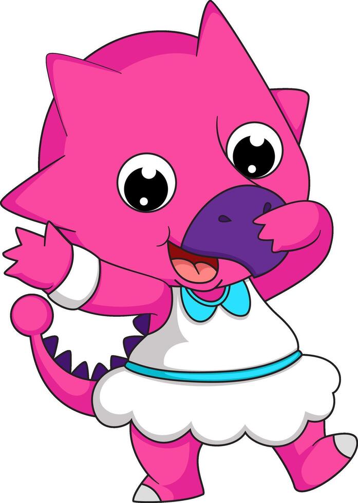 Cute little  dinosaur cartoon dancing vector