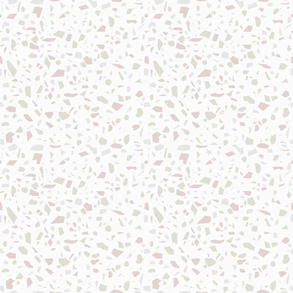 Beautiful terrazzo seamless pattern vector. Abstract background. Pastel green brown and grey color flake stone on white background. Italian style. Design for fabric, interior, ceramic, floor, tile. vector