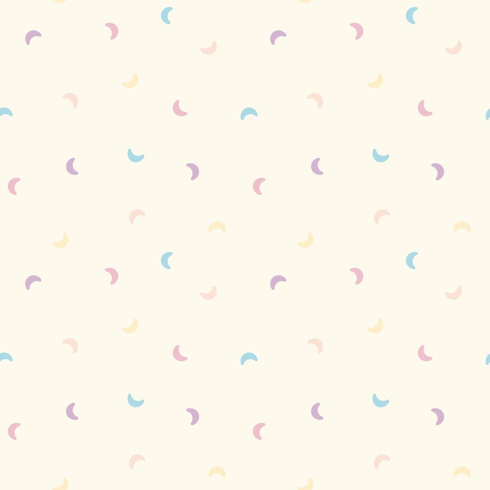 Moon sky cartoon seamless pattern vector. Colorful and pastel little moon on yellow background. Design for fabric, paper, print, cover, kid cloth, baby design, wallpaper. vector