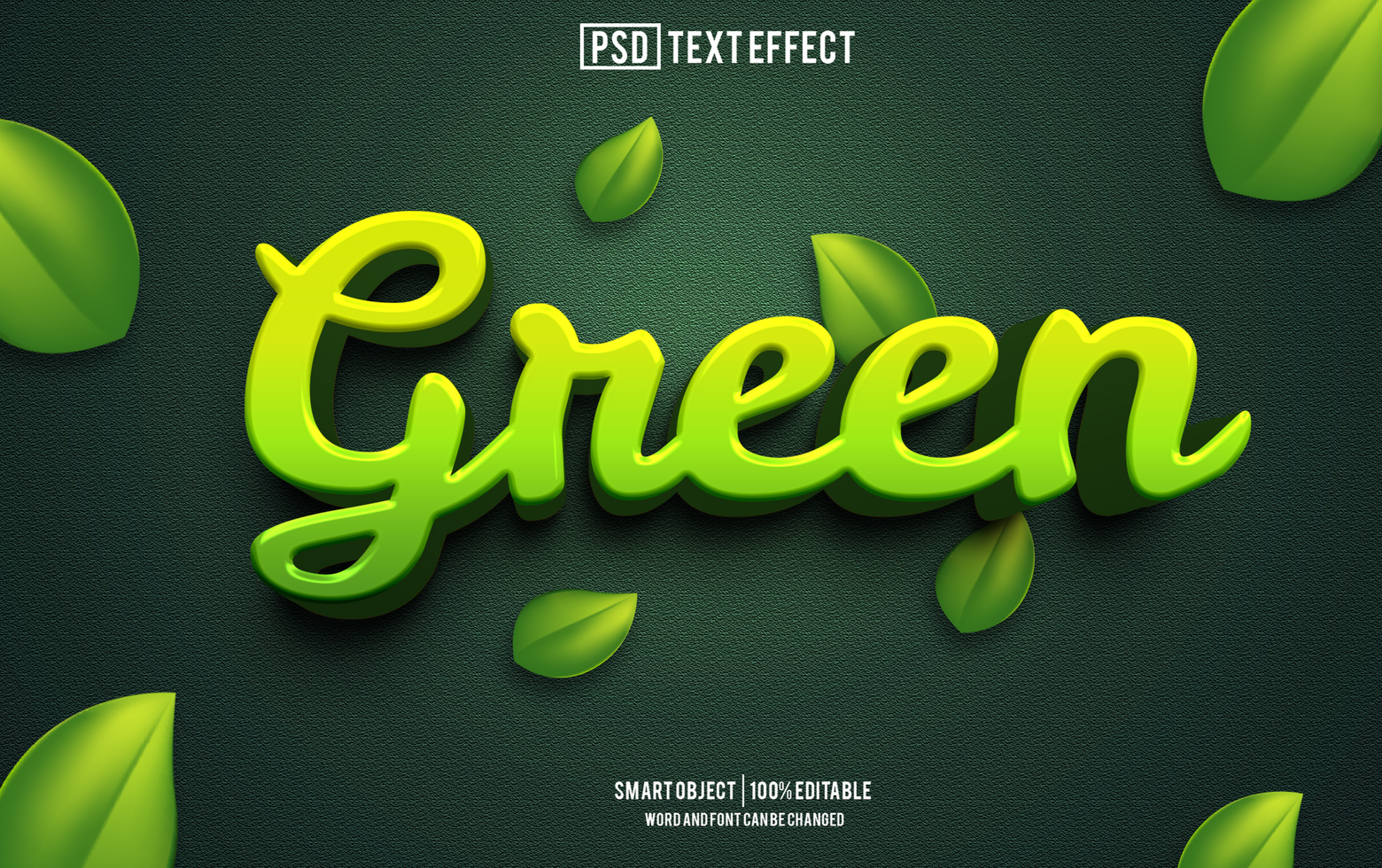 green text effect, font editable, typography, 3d text psd