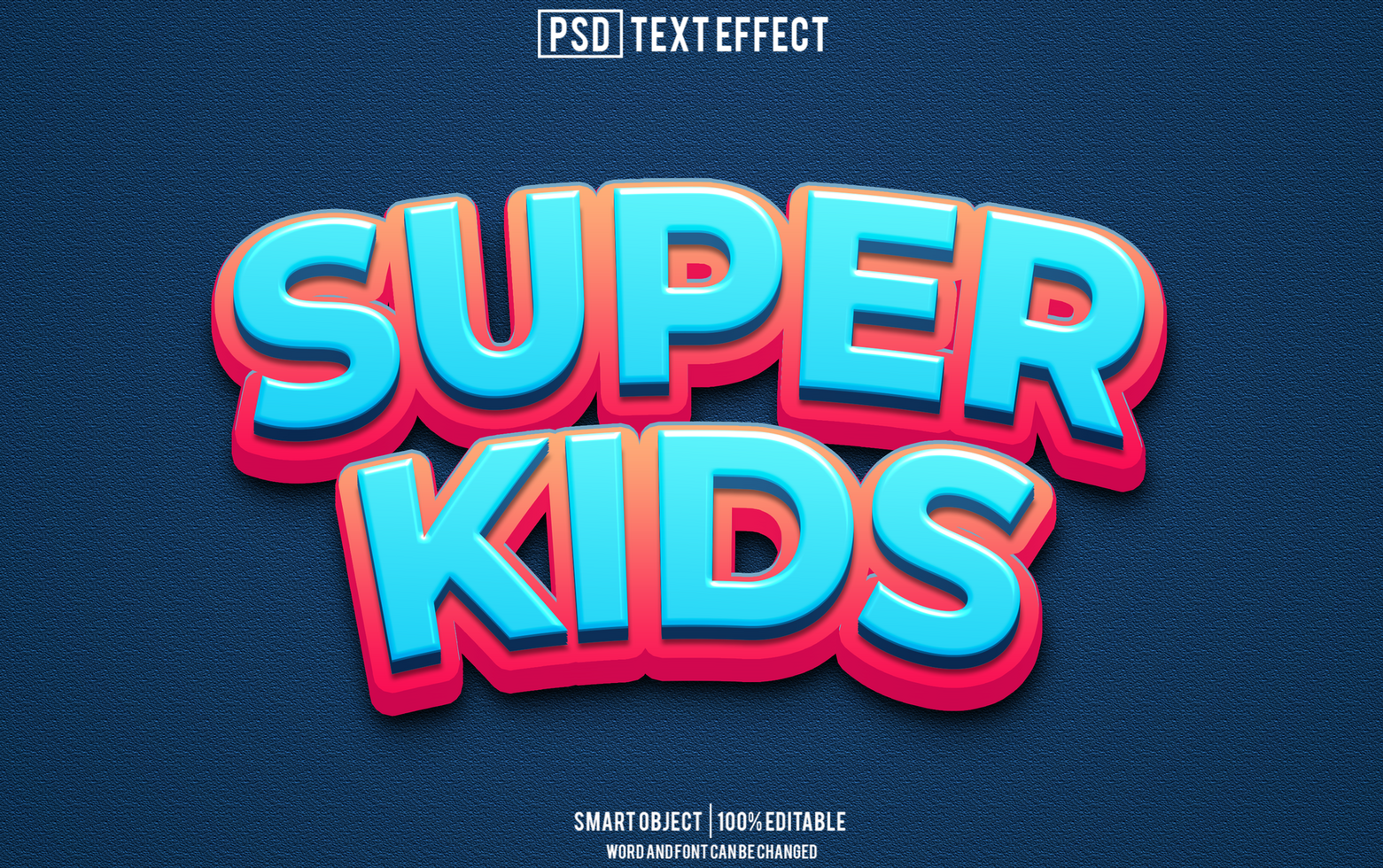 super kids text effect, font editable, typography, 3d text psd