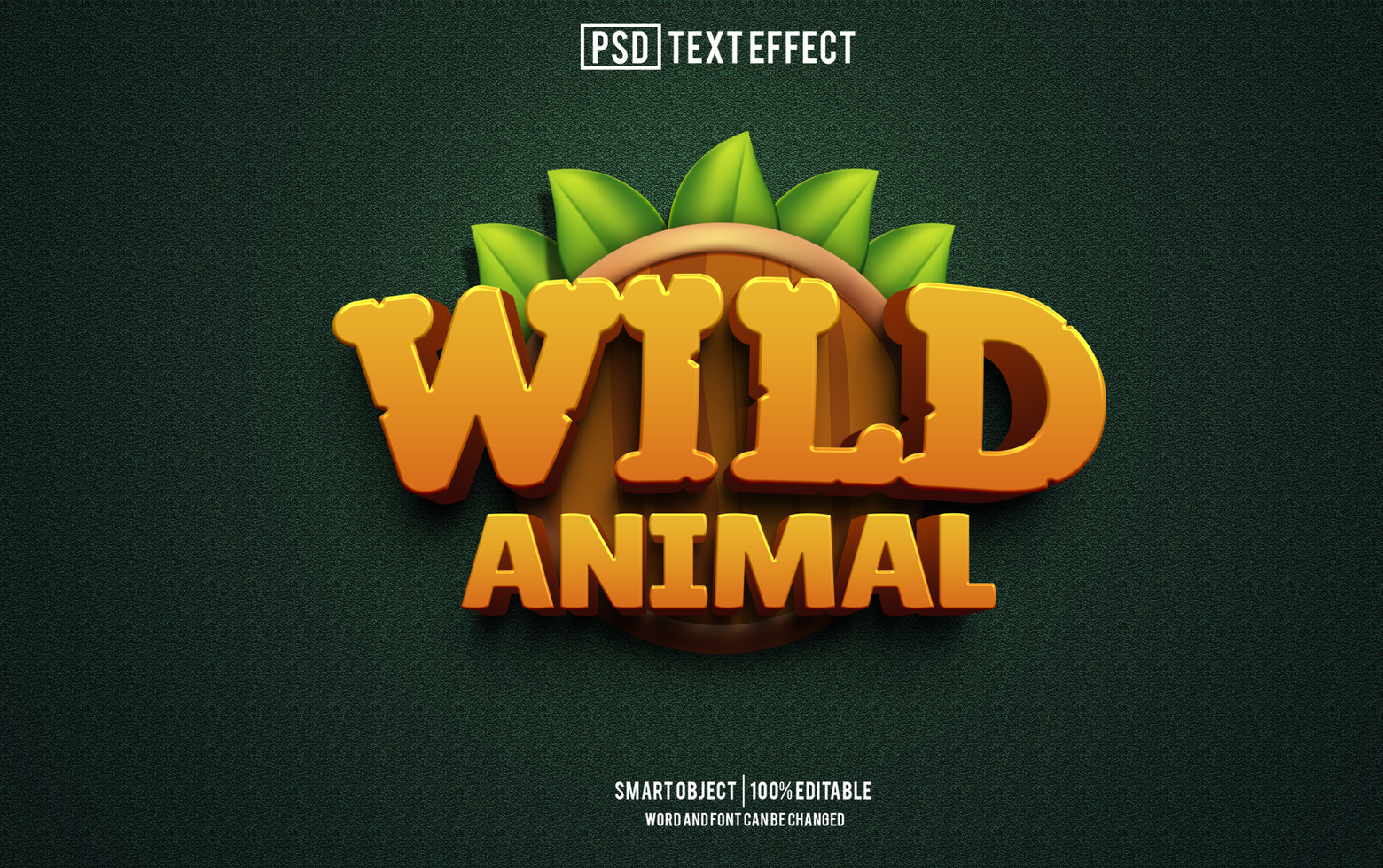 wild dier tekst effect, doopvont bewerkbaar, typografie, 3d tekst psd