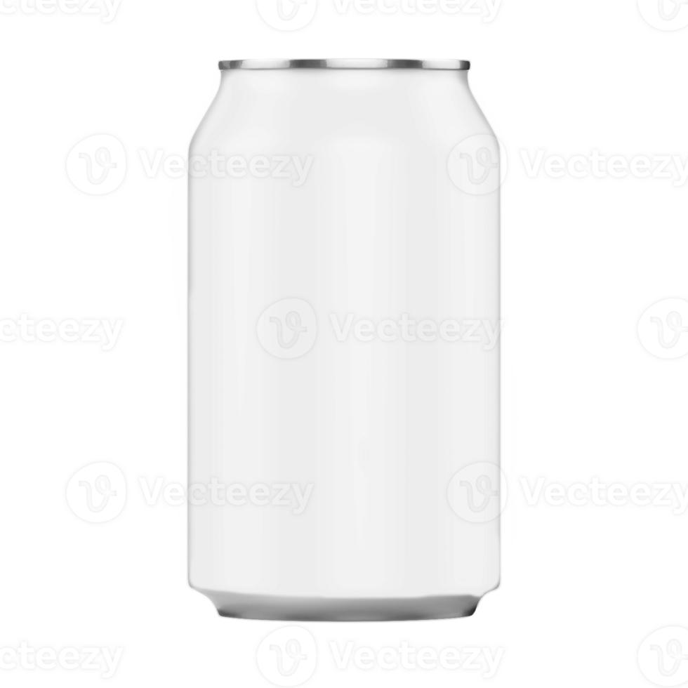 blanco metaal kan voor bier of Frisdrank drinken zonder achtergrond. sjabloon voor mockup png