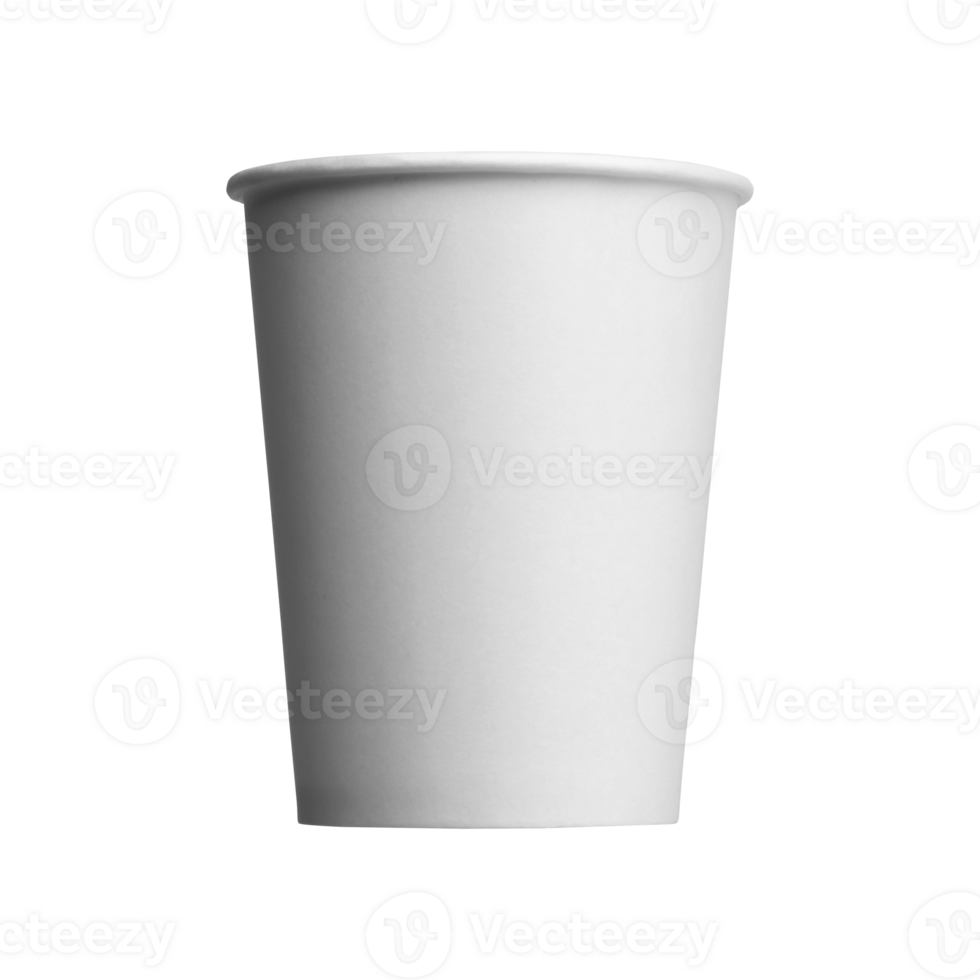 Clean and blank white paper cup for coffee without background. Template for mockup. Without lid png