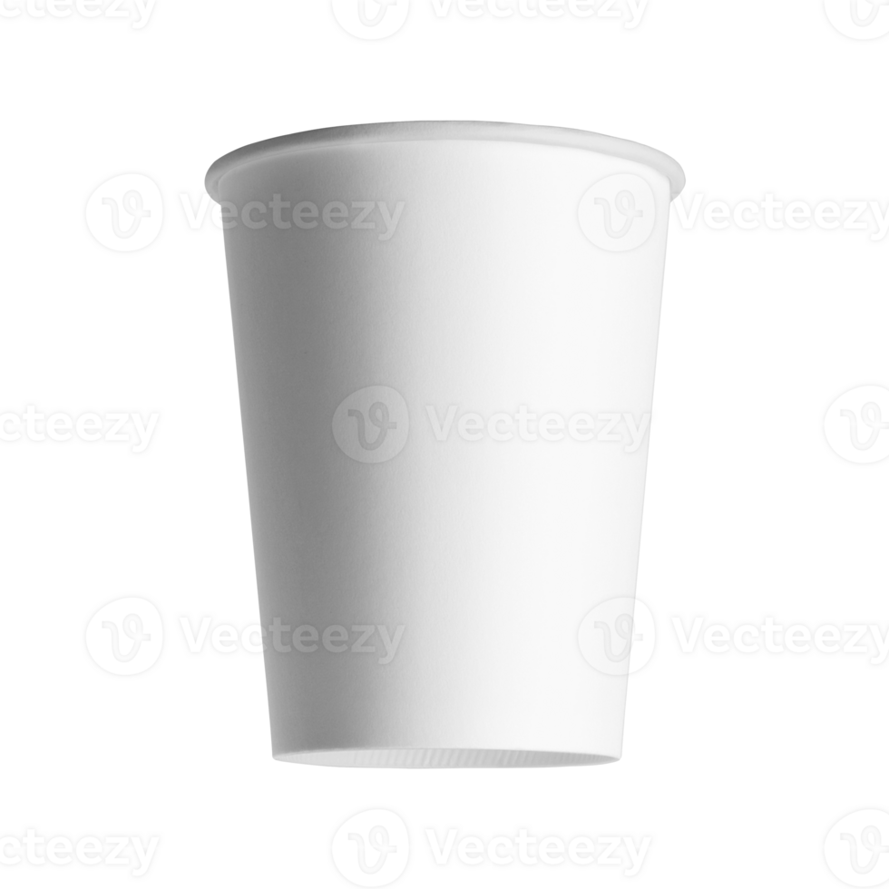 Clean and blank white paper cup for coffee without background. Template for mockup. Without lid png