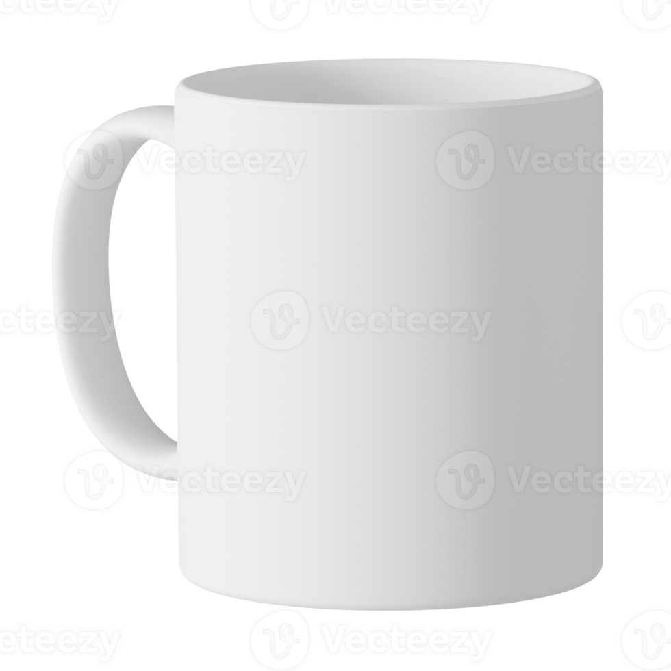 Clean and blank white mug without background. Template for mockup png