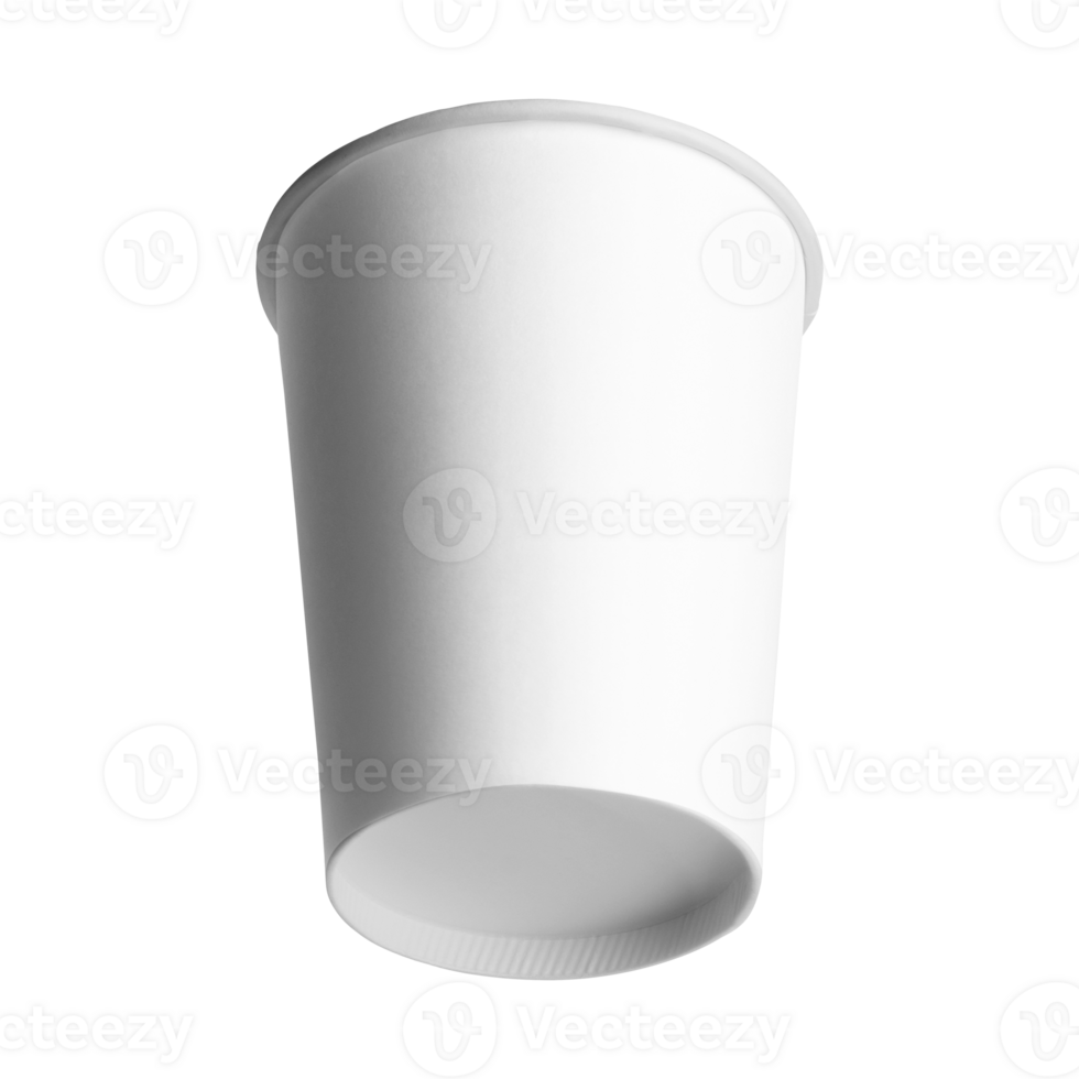 Clean and blank white paper cup for coffee without background. Template for mockup. Without lid png