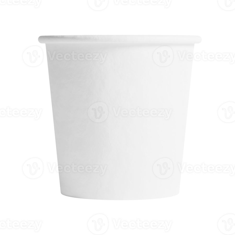 Clean and blank white paper cup for coffee without background. Template for mockup. Without lid png