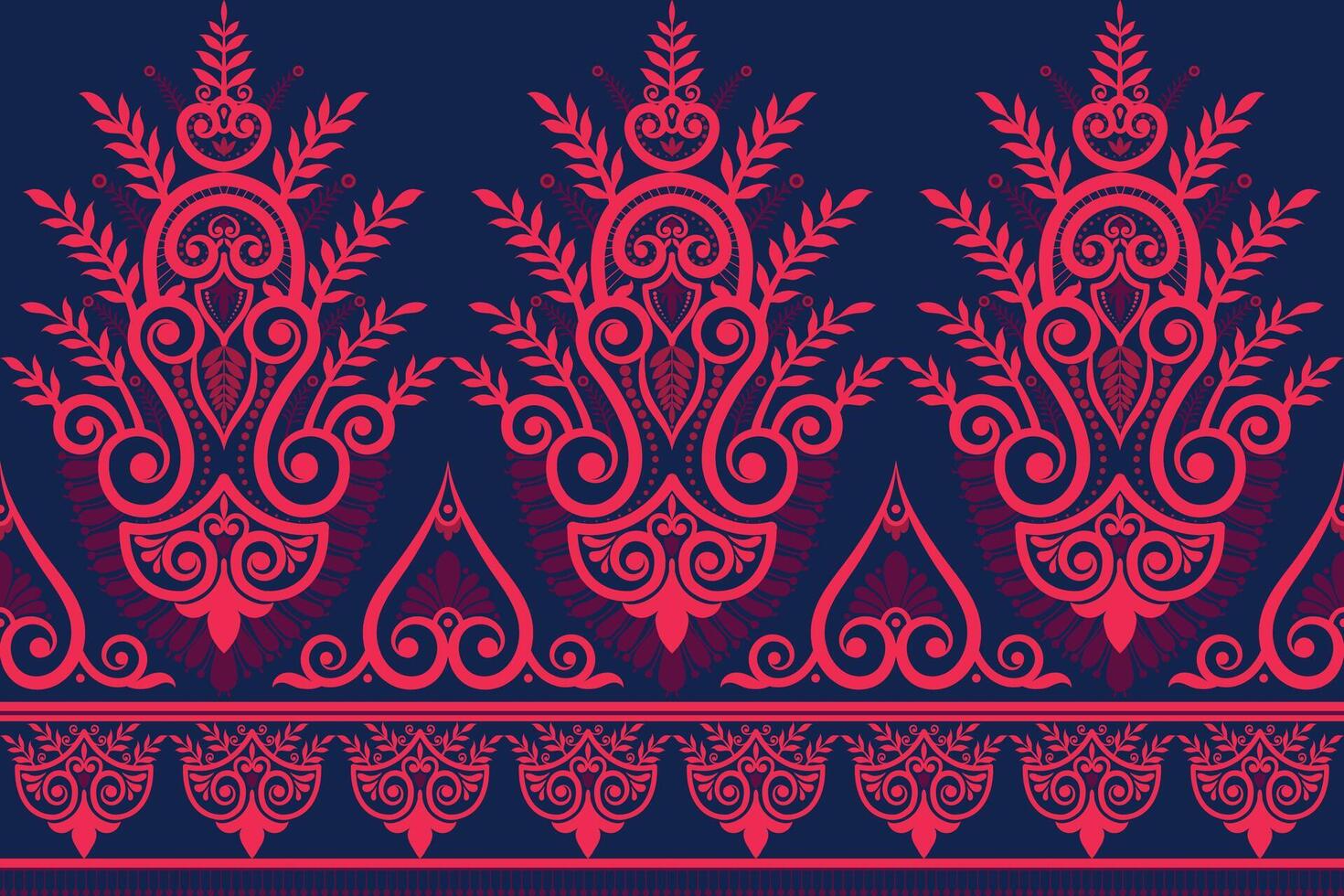 Damask seamless background Geometric ethnic oriental ikat seamless pattern traditional Design for background,carpet,wallpaper,clothing,wrapping,Batik,fabric,Vector illustration embroidery style. vector