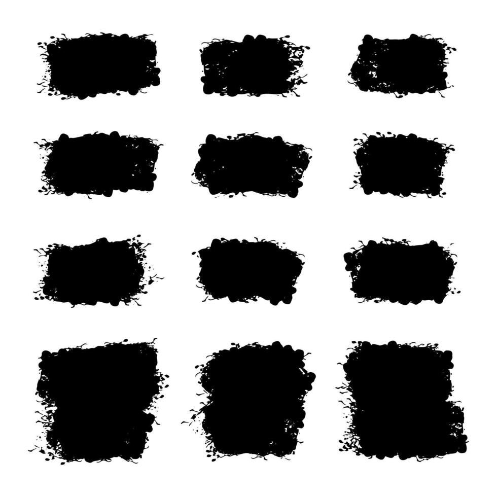 Black Distress Brushes. Grunge Texture. Splash Banner. vector illustration.