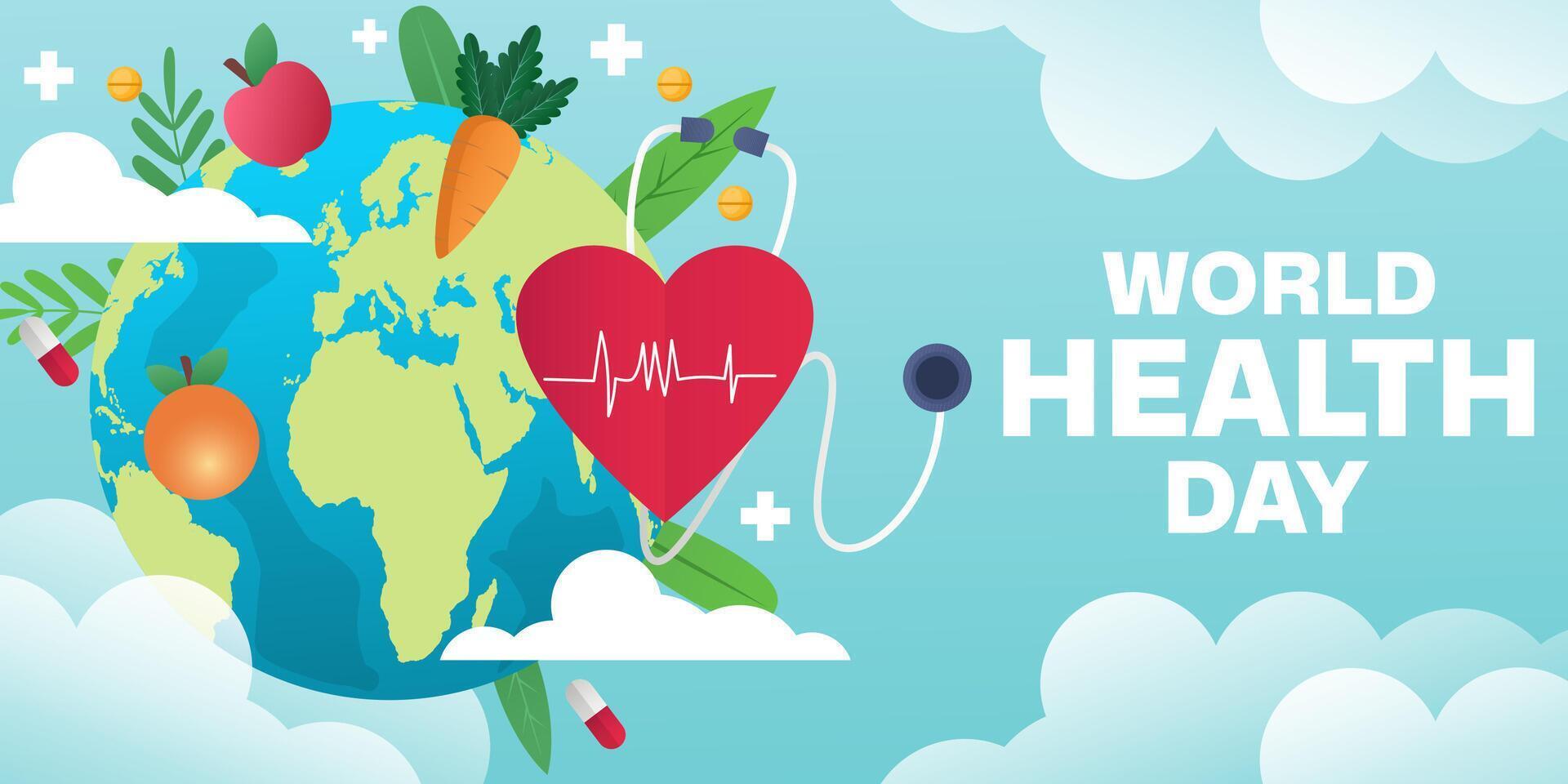 Gradient design World Health Day horizontal banner illustration vector