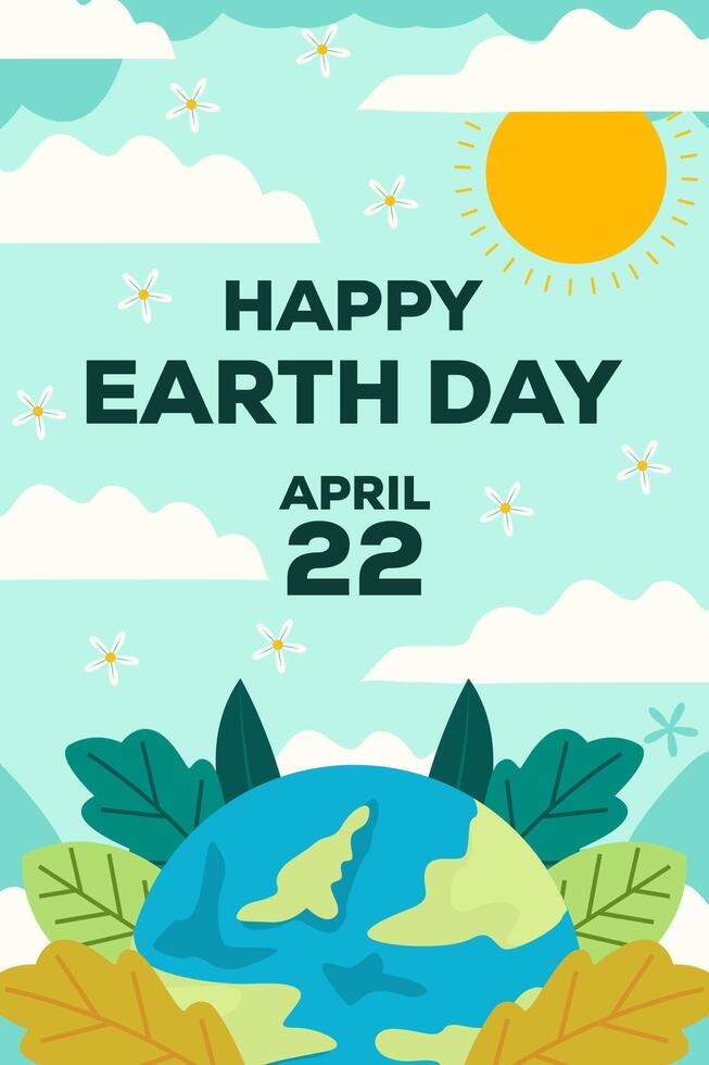 happy Earth Day vertical banner illustration vector design