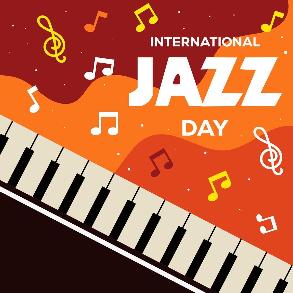 flat International jazz day illustration vector design with piano