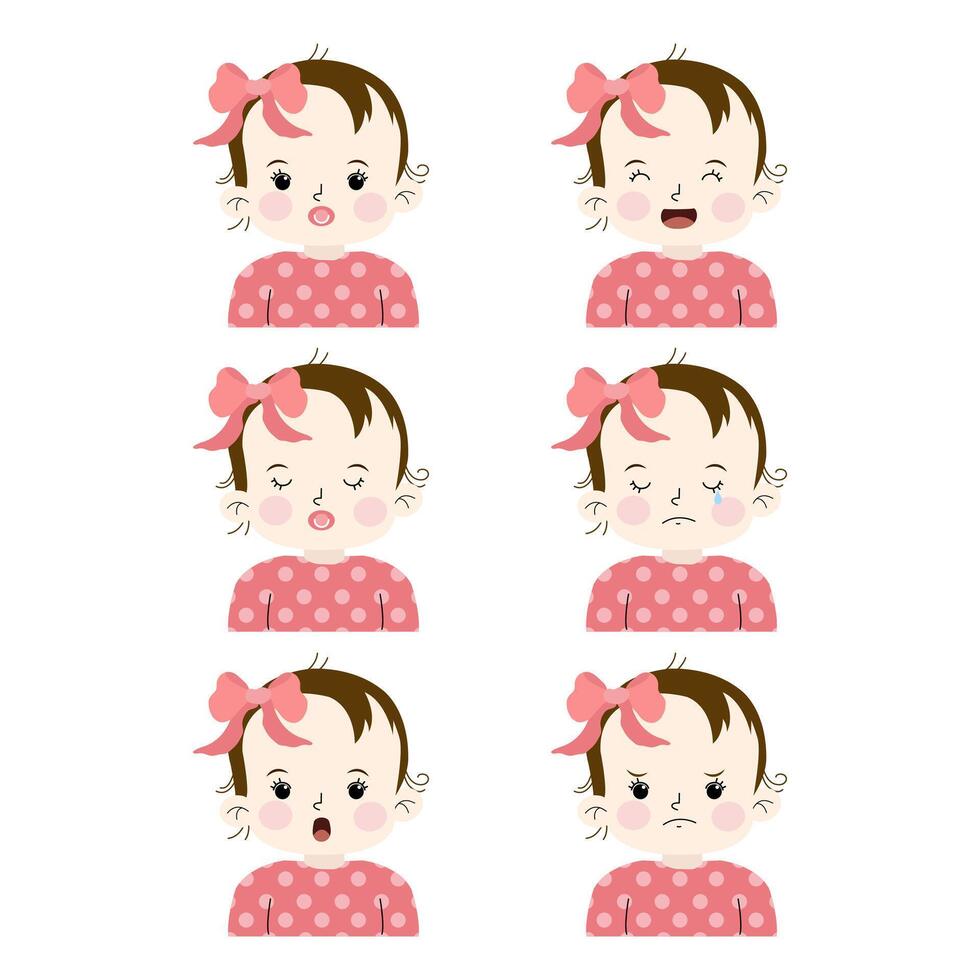 set of little girls vector
