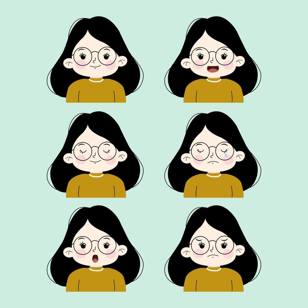 set of woman faces vector